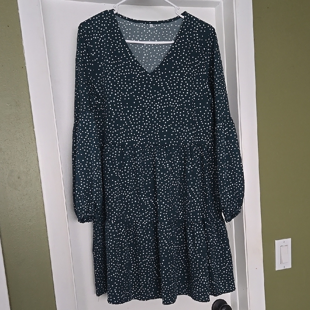 Green & White Polka Dot Dress